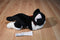 Russ Black and White Cat With Red Bow Beanbag Plush