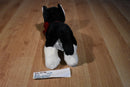 Russ Black and White Cat With Red Bow Beanbag Plush