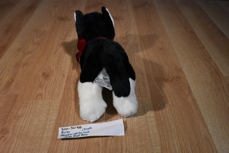 Russ Black and White Cat With Red Bow Beanbag Plush