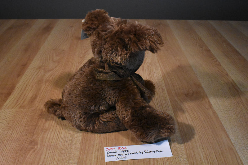 Gund Brown Puppy Dog Plush with Corduroy Feet, Ears and Bow