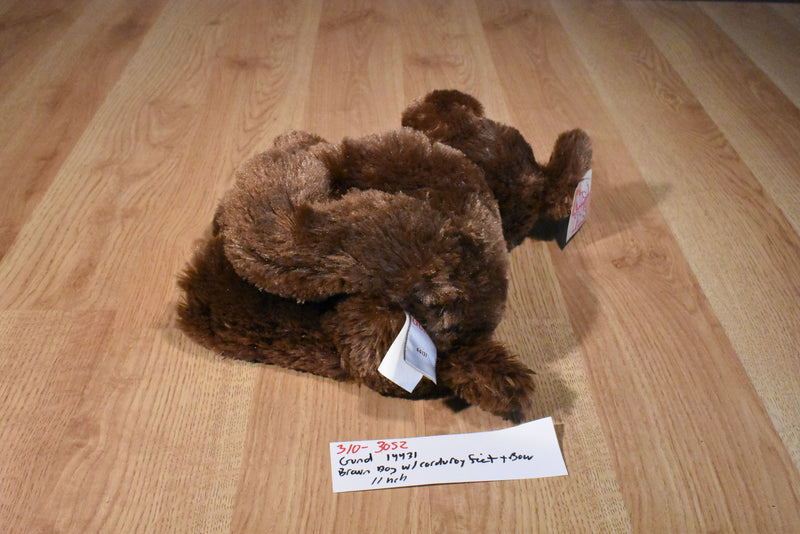 Gund Brown Puppy Dog Plush with Corduroy Feet, Ears and Bow