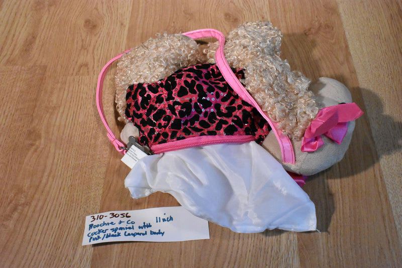 Poochie and Co. Cocker Spaniel Pink Black Leopard Plush Bag Purse