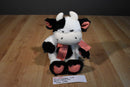Animal Adventure White and Black Cow Beanbag Plush with a Red Checkered Bow