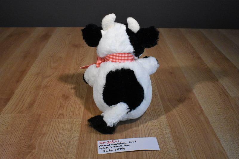Animal Adventure White and Black Cow Beanbag Plush with a Red Checkered Bow