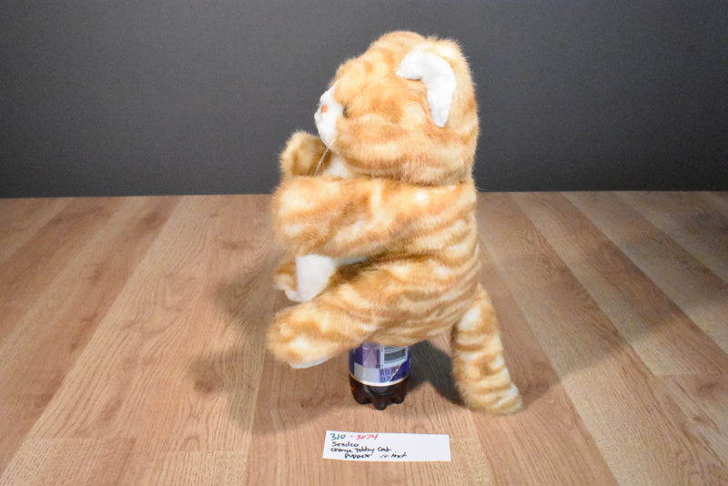 Sesilco Orange and White Tabby Cat Hand Puppet Plush with Green Eyes