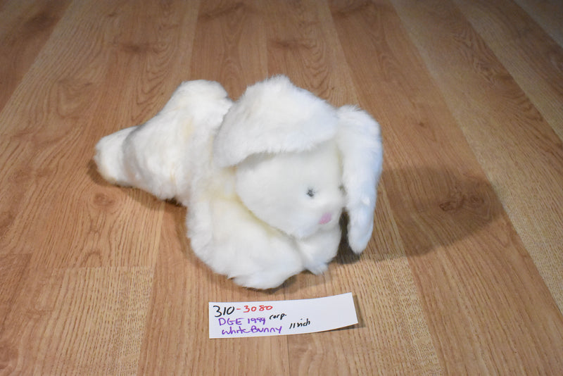 DGE Corp. White Bunny Rabbit Beanbag Plush with a Pink Bow