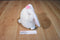 White Round Bunny Rabbit Beanbag Plush Wearing a Pink Bow