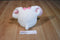 White Round Bunny Rabbit Beanbag Plush Wearing a Pink Bow