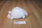 White Round Bunny Rabbit Beanbag Plush Wearing a Pink Bow
