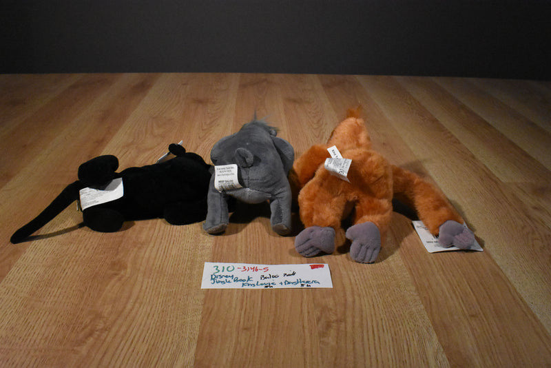 Disney Store Jungle Book Baloo, King Louie and Bagheera Beanbag Plush