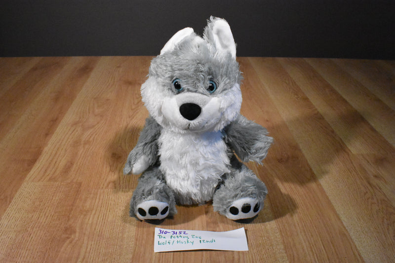 The Petting Zoo Grey and White Husky 1994 Plush with Blue Eyes