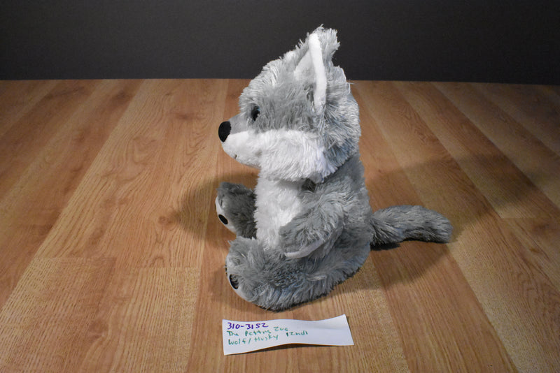 The Petting Zoo Grey and White Husky 1994 Plush with Blue Eyes