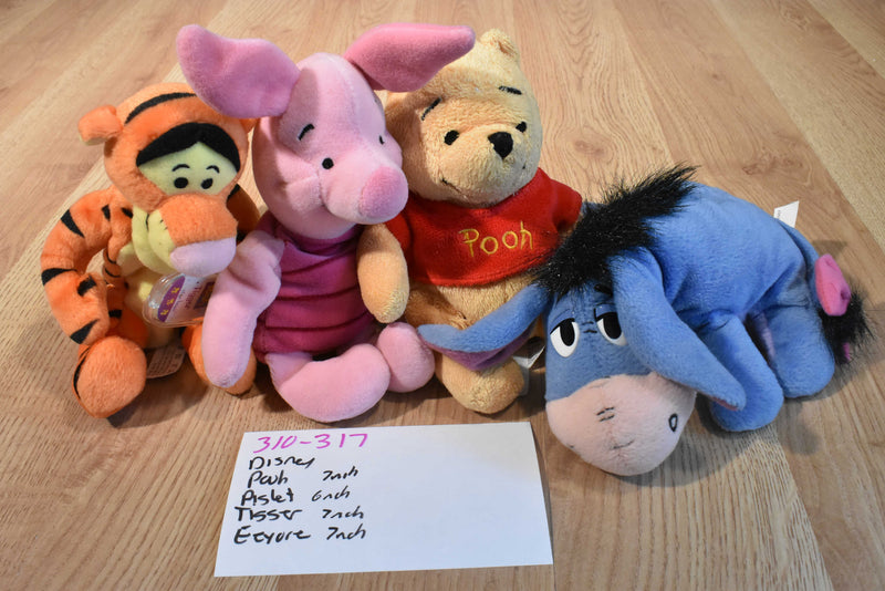 Mattel Disney Pooh Piglet Tigger and Eeyore Beanbag Plush