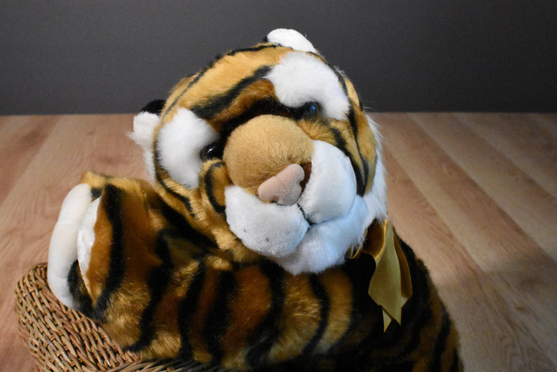 SKM Bengal Tiger Beanbag Plush with a Gold Bow