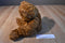 Russ Honeyfitz Gold/Brown Teddy Bear Beanbag Plush With Gold Bow