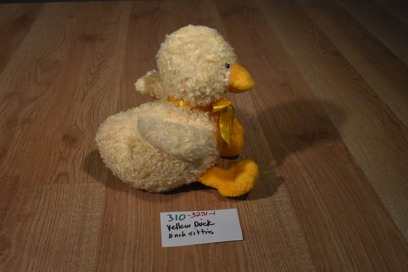 Yellow and Orange Duck Beanbag Plush with Yellow Bow