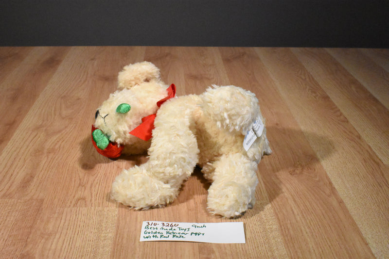 Best Made Toys Golden Retriever Puppy Dog with Red Rose Beanbag Plush