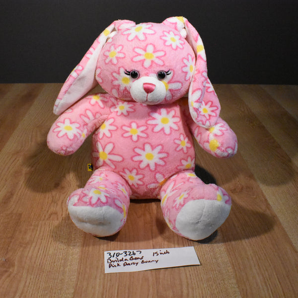 Build-A-Bear Pink Bunny Rabbit Plush with White Daisy Flowers