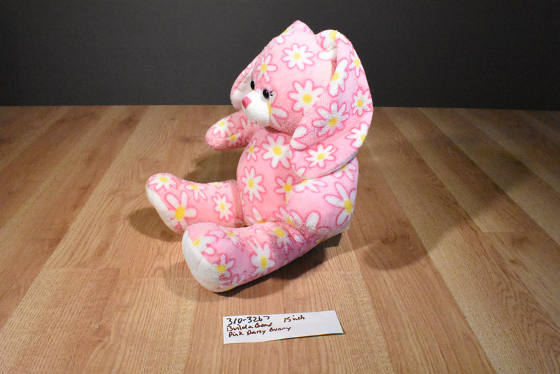 Build-A-Bear Pink  Bunny Rabbit Plush with White Daisy Flowers