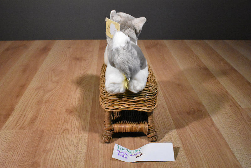 Aurora Miyoni Grey and White Husky Beanbag Plush with Blue Eyes