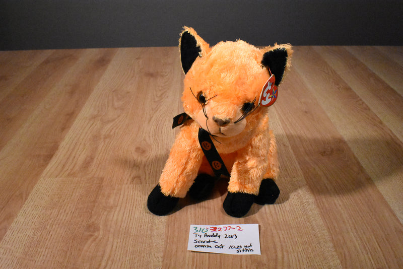 Ty Beanie Buddies Scard-e Orange and Black Cat 2003 Beanbag Plush