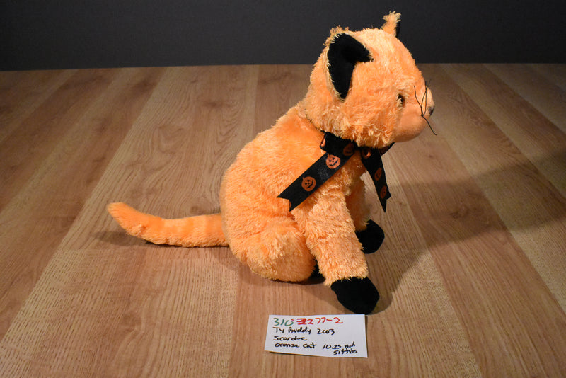 Ty Beanie Buddies Scard-e Orange and Black Cat 2003 Beanbag Plush