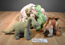 FAO Schwarz 4 Dinosaurs and Cave Carrier Plush