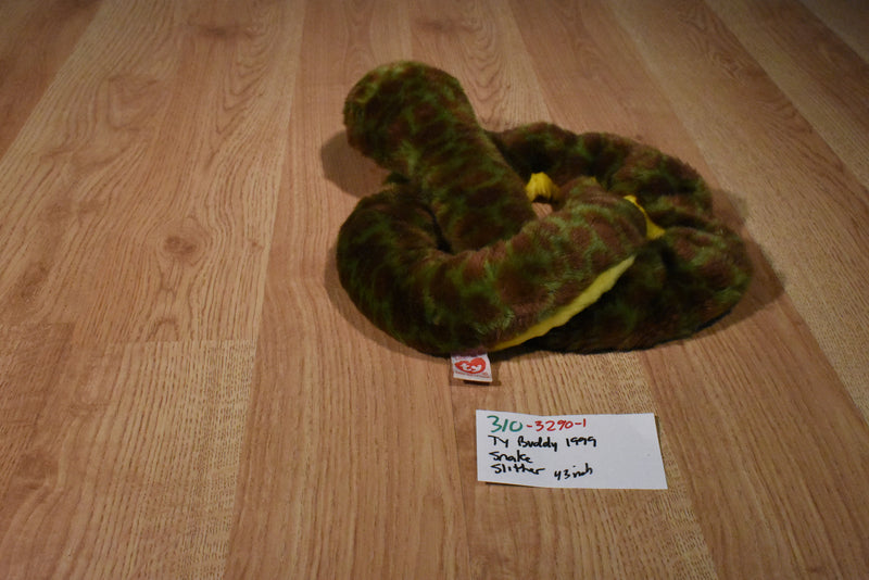 Ty Buddies Slither Green and Brown Snake Beanbag Plush