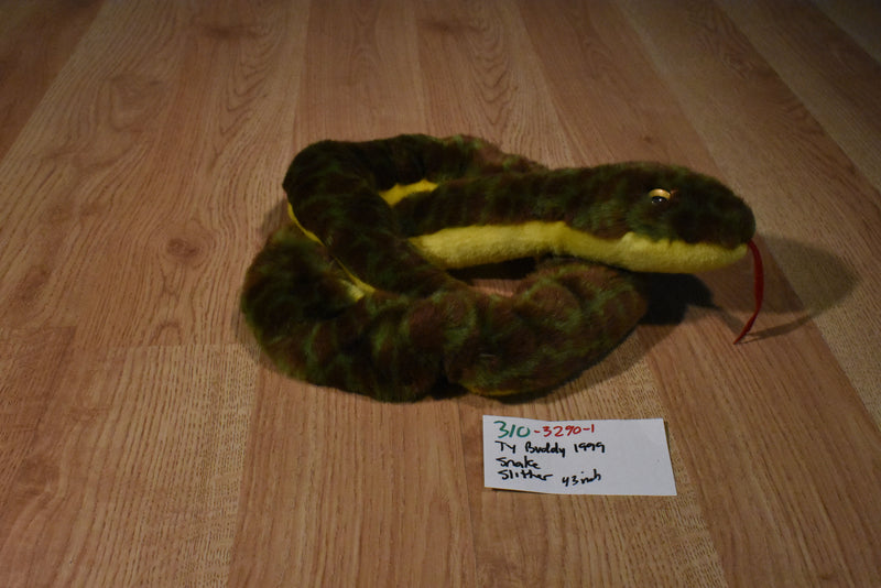 Ty Buddies Slither Green and Brown Snake Beanbag Plush