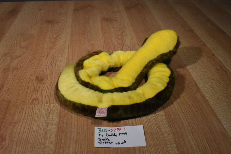 Ty Buddies Slither Green and Brown Snake Beanbag Plush