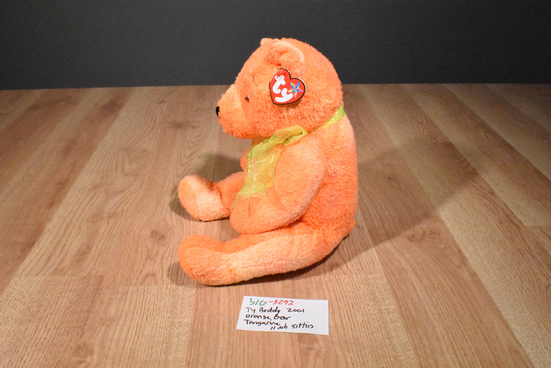 Ty Buddy Tangerine Orange Teddy Bear 2001 Beanbag Plush
