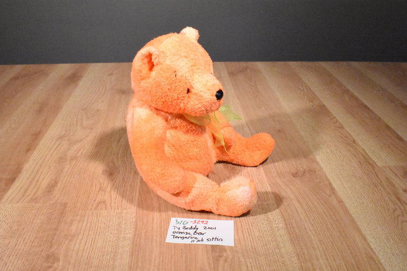 Ty Buddy Tangerine Orange Teddy Bear 2001 Beanbag Plush