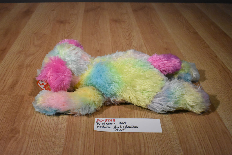 Ty Classic Yodeler Pastel Neon Rainbow Dog 2015 Beanbag Plush