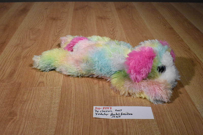 Ty Classic Yodeler Pastel Neon Rainbow Dog 2015 Beanbag Plush