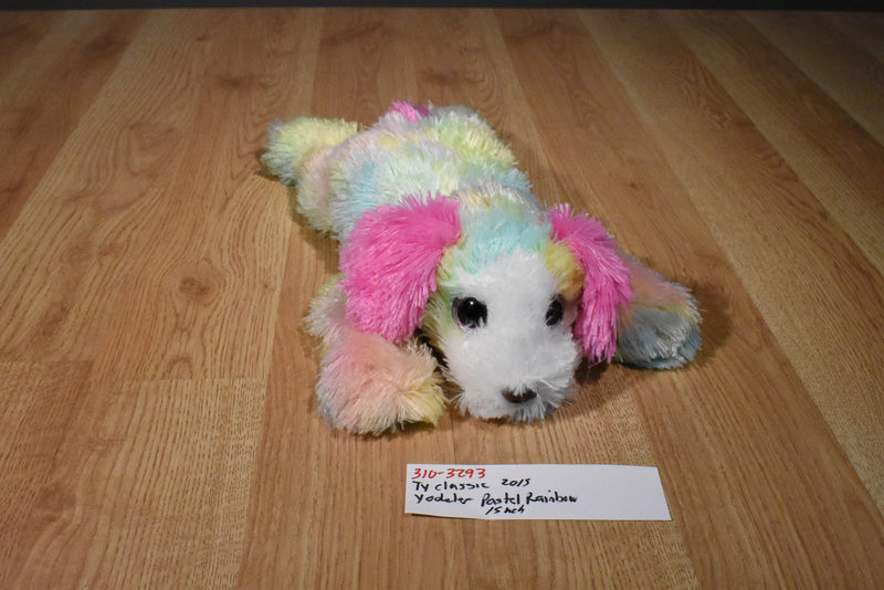 Ty Classic Yodeler Pastel Neon Rainbow Dog 2015 Beanbag Plush