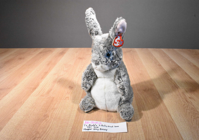 Ty Buddies and Babies Hopper Grey Bunny Rabbit Beanbag Plush