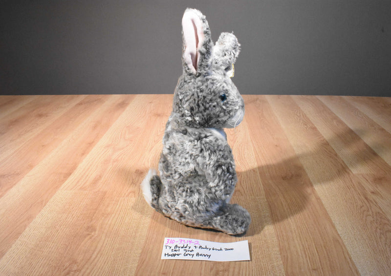 Ty Buddies and Babies Hopper Grey Bunny Rabbit Beanbag Plush