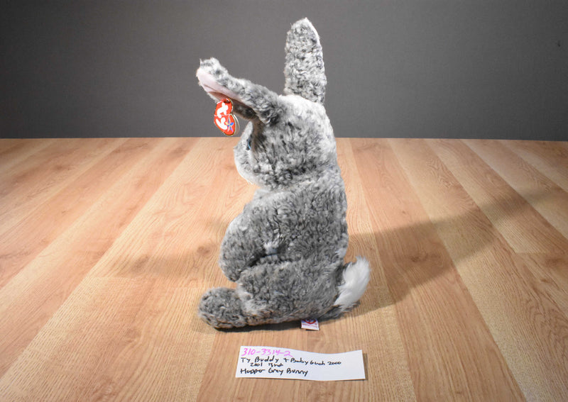 Ty Buddies and Babies Hopper Grey Bunny Rabbit Beanbag Plush