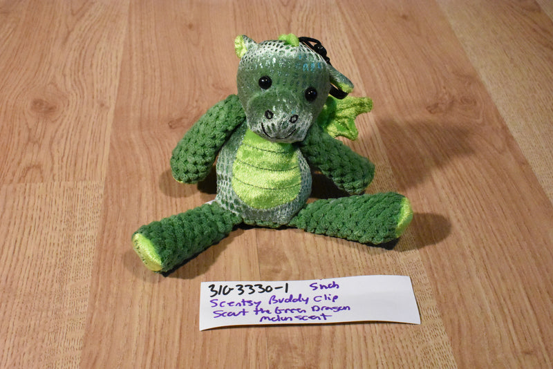 Scentsy Buddy Scout the Green Dragon Melon Scent Clip Plush(