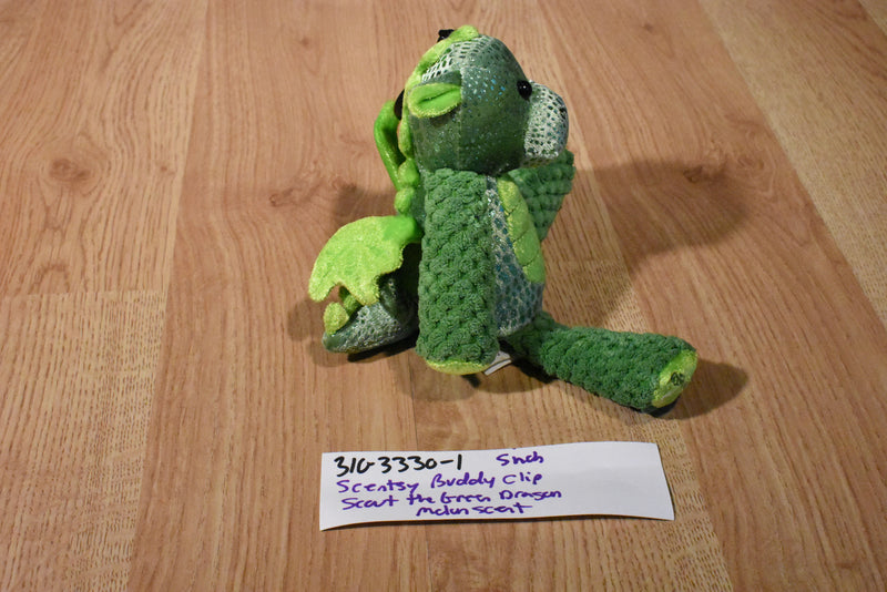 Scentsy Buddy Scout the Green Dragon Melon Scent Clip Plush(