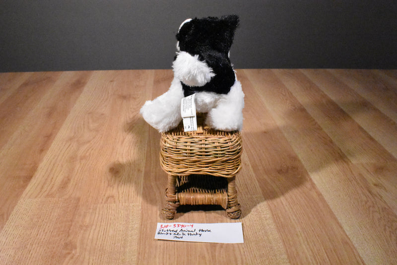 Stuffed Animal House Black and White Husky Beanbag Plush with Blue Eyes