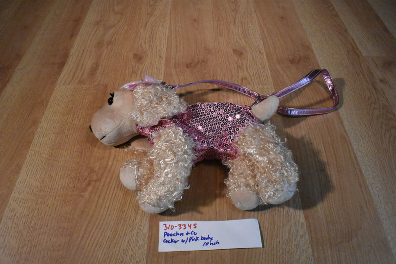 Poochie and Co. Cocker Spaniel Pink Sequins Plush Bag Purse