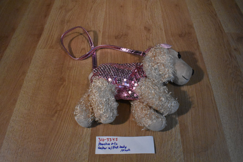 Poochie and Co. Cocker Spaniel Pink Sequins Plush Bag Purse