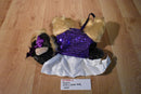 Poochie & Co. Beige and Gray Yorkshire Terrier in Purple Sequins Bag/Purse