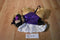 Poochie & Co. Beige and Gray Yorkshire Terrier in Purple Sequins Bag/Purse