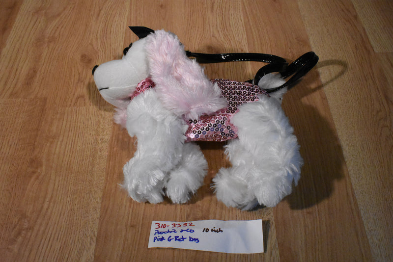 Poochie and Co. White Retriever Pink Sequins Plush Bag Purse