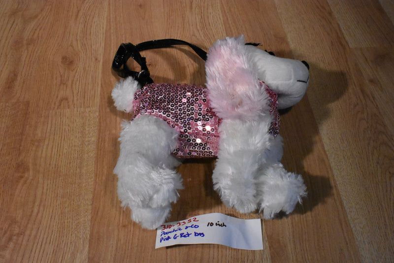 Poochie and Co. White Retriever Pink Sequins Plush Bag Purse