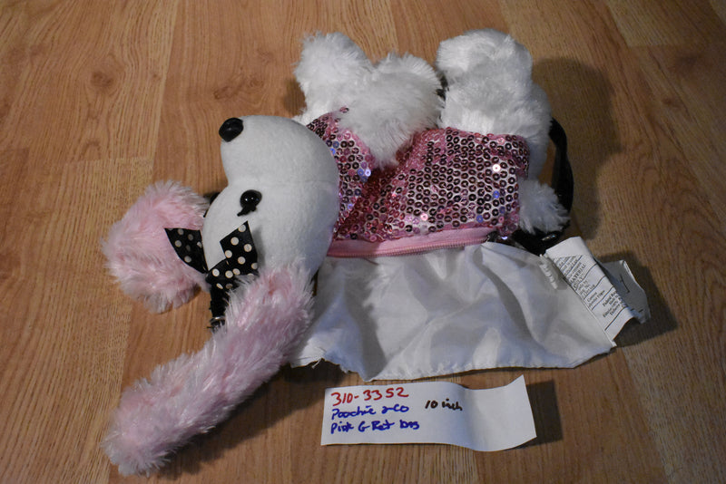 Poochie and Co. White Retriever Pink Sequins Plush Bag Purse