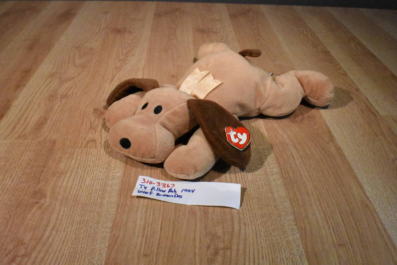 Ty Pillow Pals Woof the Brown Dog 1994 Plush