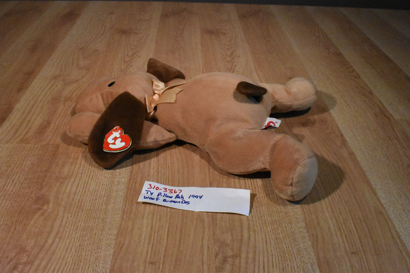 Ty Pillow Pals Woof the Brown Dog 1994 Plush